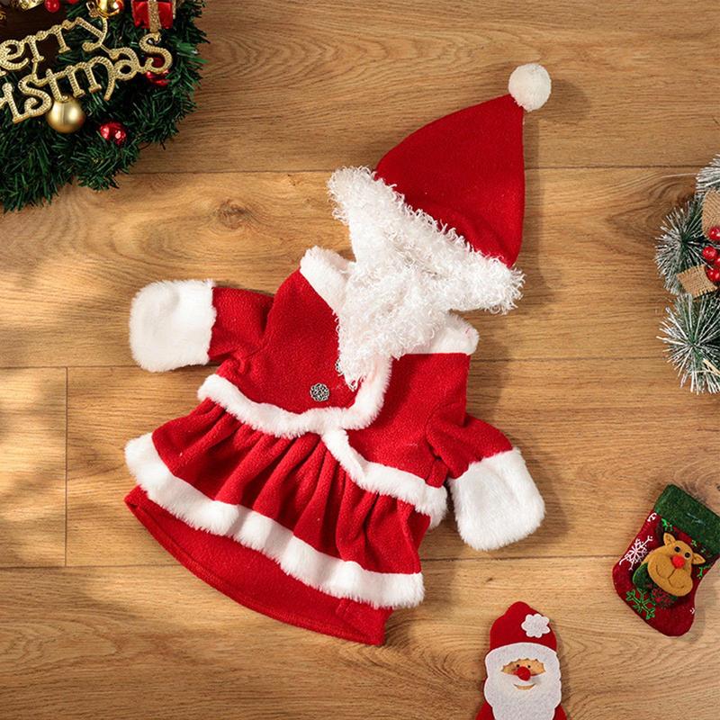 Cão traje de natal traje de cachorro de natal com capuz santa cão traje de natal roupas para animais de estimação bonito filhote de cachorro roupa de natal para pequeno