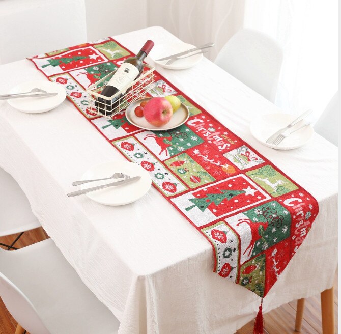 Brand Christmas Grid Cotton linen Table Runner For Family Dinners Table flag Indoor Outdoor Parties Use: B 4