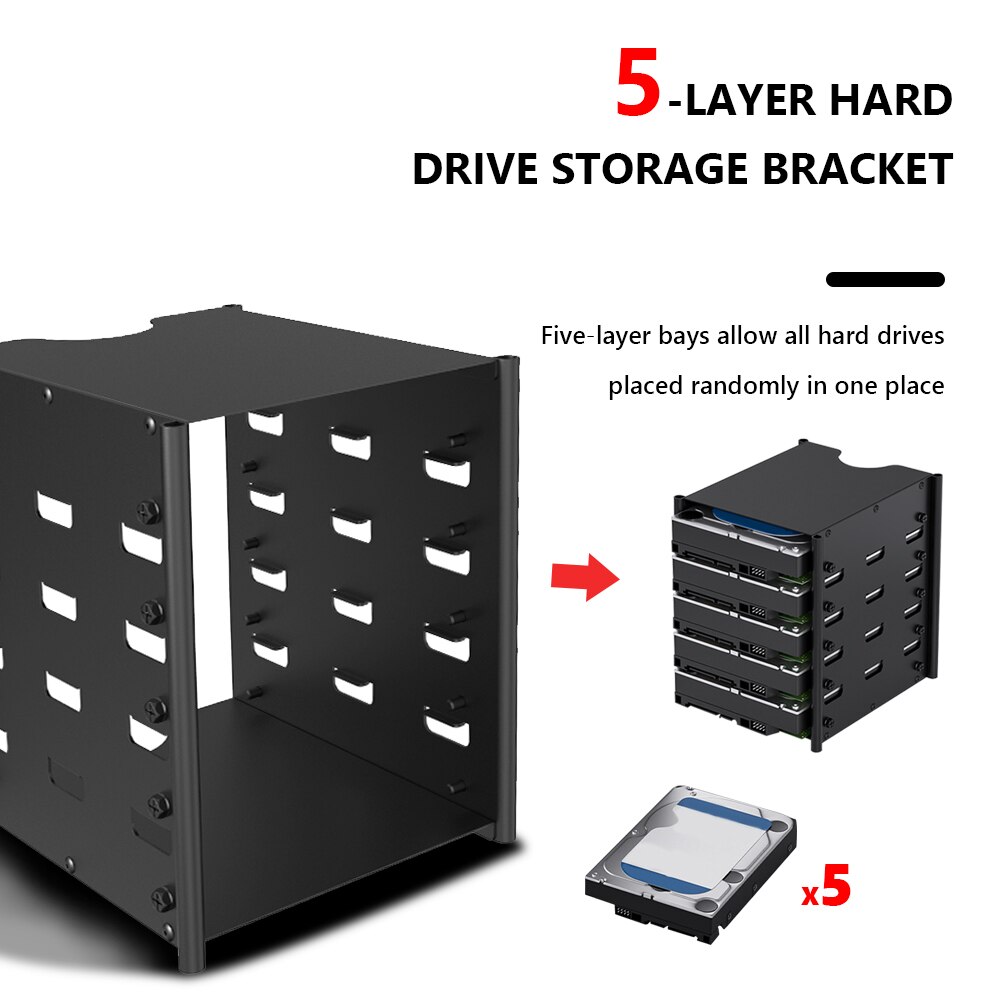 Acasis Hard Drive Bracket 5 Layers Hard Disk Shelf Organizer Box HDD Rack Desktop Computer External Hard Drives HDD Cage