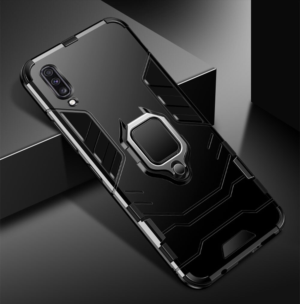 Armor Case voor Samsung Galaxy A30s Case Magnetische Ring Kickstand Heavy Duty Bumper Case voor Samsung A50 EEN 50 EEN 30S A50S A30 Case: for Samsung A50 / Zwart