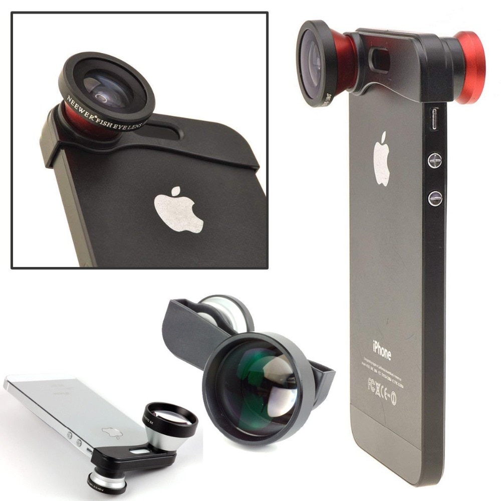 Fisheye Lens + Wide Angle Lens + Micro-lens Camera Kits for iPhone 5 5S SE
