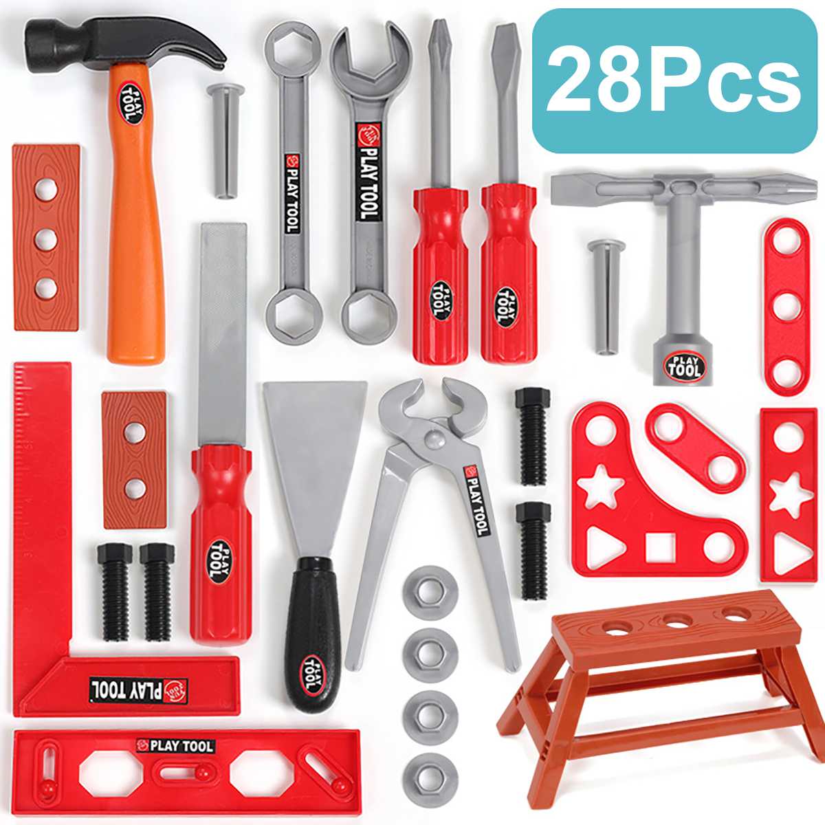 freundlicher Werkzeugkasten Ingenieur Simulation Reparatur Werkzeuge Spielzeug Ax Zimmerei Bohrer Schraubendreher Reparatur Bausatz Spielen Spielzeug einstellen für freundlicher: 28Stck einstellen
