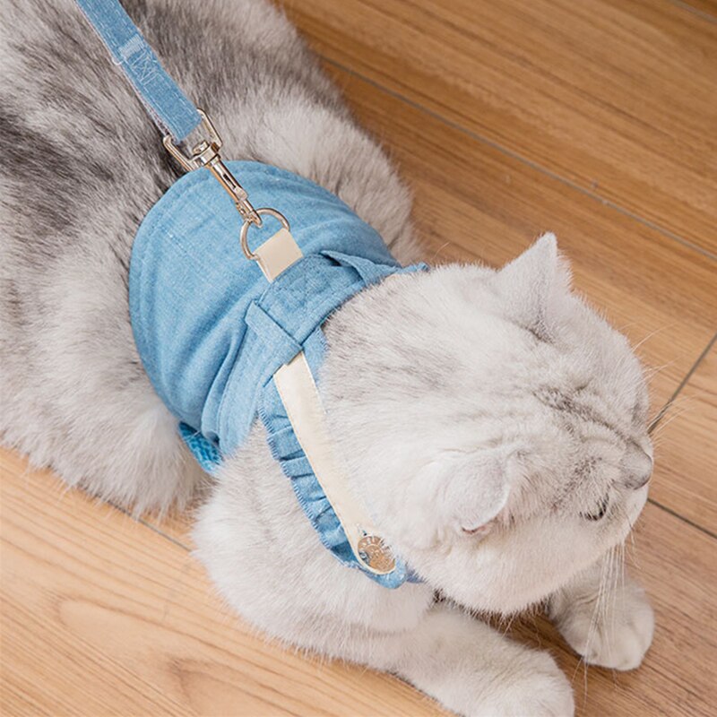 Cute Pet Cat Harness Leash Set Pet Chest Strap Breathable Pet Walking Rope For Kitten Cats Pet Vest Harness Rope Cat Leash