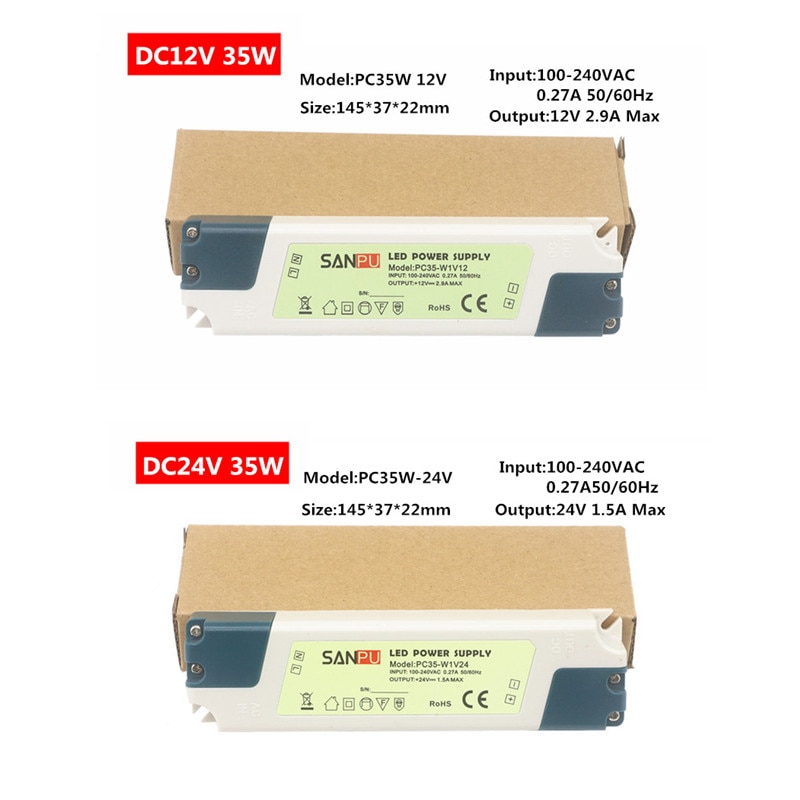 12V Voeding Adapter DC 12V 24 V 15W 35W 60W verlichting Transformers 220v om 12 24 V Volt LED Driver Voor LED Strip Tape Lamp