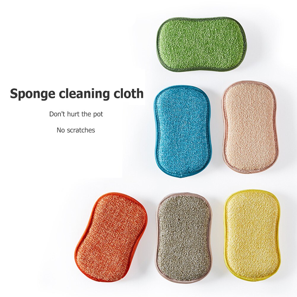 5Pcs Kitchen Sponge Cleaning Cloth Super Absorbent Microfiber Nonstick Oil Scouring Pad for Glass Window Dish Sink Wiping Rags
