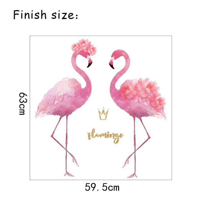 Pink Flamingo Wall Stickers DIY Birds Animals Wall Decals for Kids Rooms Baby Bedroom Nursery Home Decoration