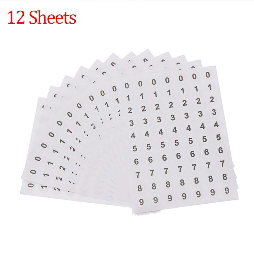 JIEYAO 10 vellen cijferstickers, 1 tot 50, 25 mm, weerbestendig