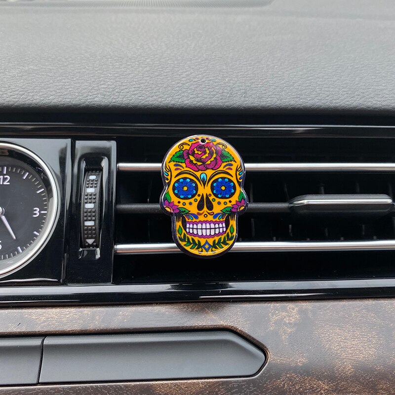 Car Air Freshener Clip - Skull Design - 3x4cm - Acrylic Acid & Iron Alloy - LuckyAroma: 5