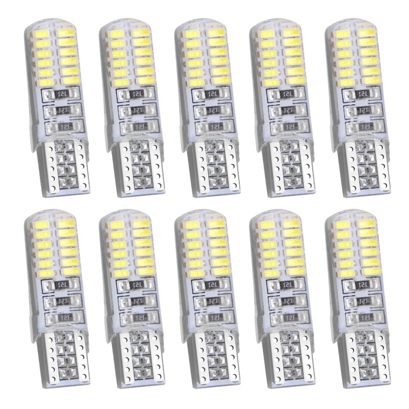 10Pc T10 W5w 24smd Auto Led-lampen Canbus Auto Licht Interieur Lamp Waterdicht Tot Signalering Plaat 12V 5w5 194 Smd 24 501