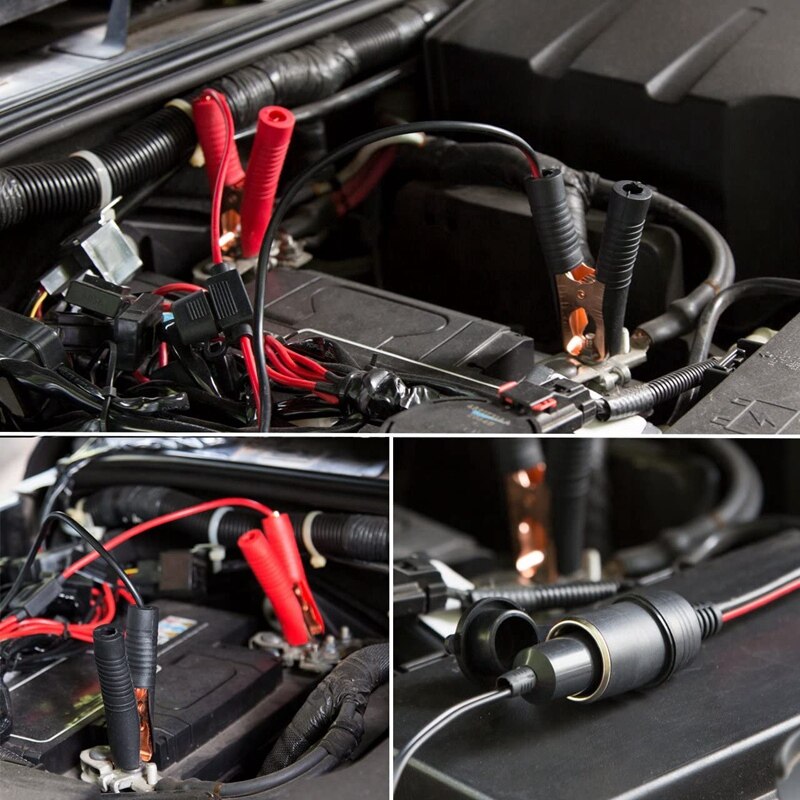 DC12V 220W Automobile Cigarette Lighter Adapter Connecting Line with Fuse Box Cable Alligator Clip Connector Power Plug
