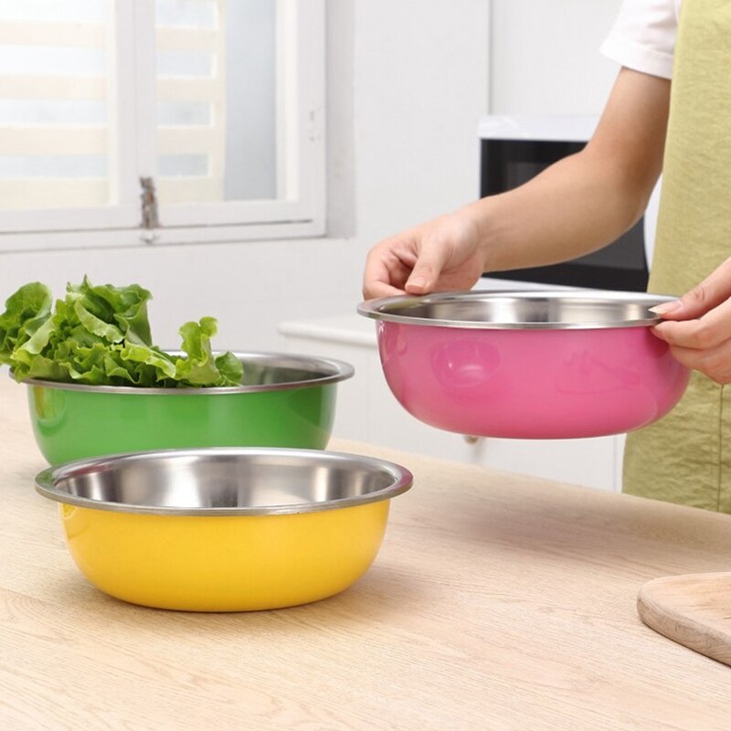 Drie Stuk Kleur Kom Ronde Rvs Wastafel Kleur Verf Proces Keuken Accessoires