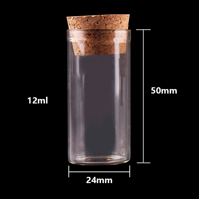 5ml/10ml/12ml små reagensglas med prop-flasker bittesmå glasflaske krukker hætteglas diy craft 50 stk.: 12ml