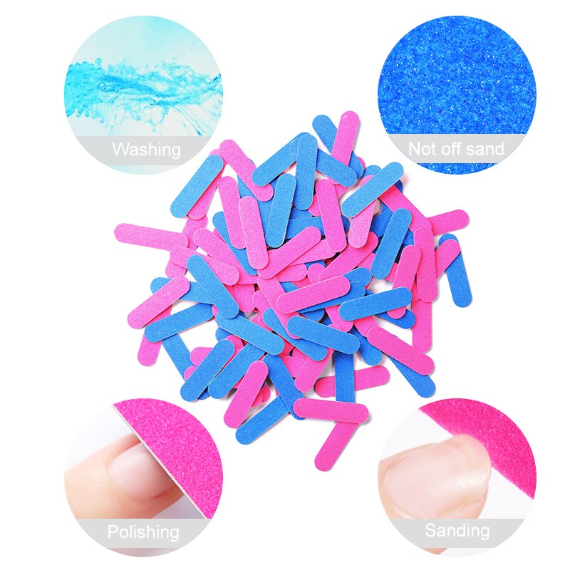 100 Stks/partij Double Side Mini Wegwerp Nail Buffer Bestanden Schuurblok Grit Professionele Pedicure Nagel Gereedschappen Nagelvijl