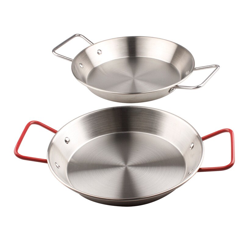 Paella Pot Spanish Seafood Rice Pot Stainless Steel Double Handle Pans Home Cooking Pot For Kitchen Cookware