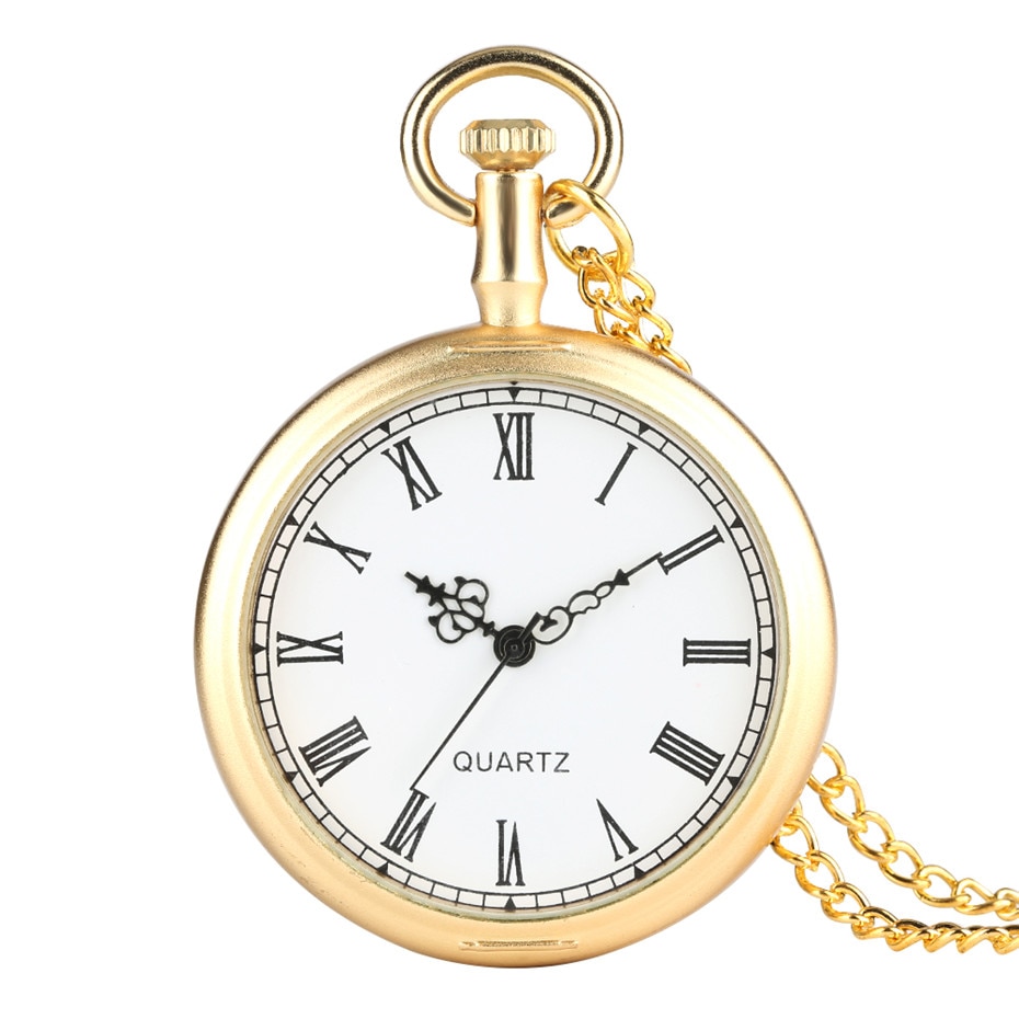 Gouden vintage zakhorloge met open wijzerplaat, herenhorloge met hanger, dameshorloge met witte wijzerplaat, het beste voor kerstmis en verjaardagen