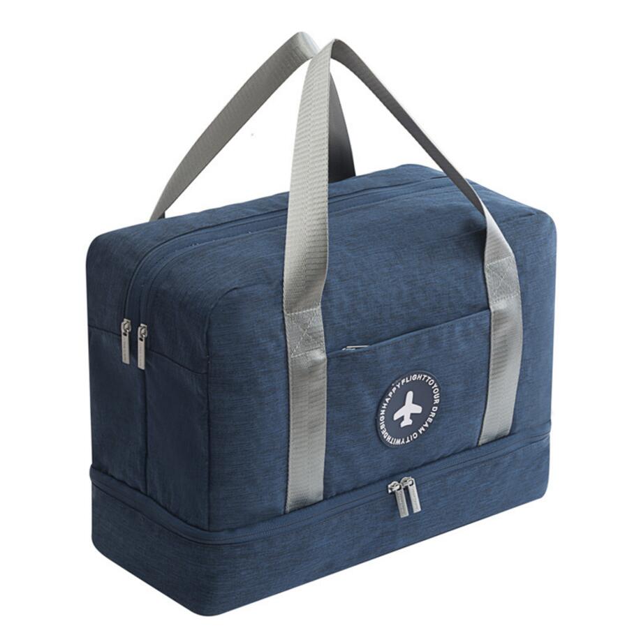 Bolsa de viaje impermeable, gran capacidad, multifuncional, separación en seco y húmedo, bolso de almacenamiento, deflector de viaje, fin de semana, cubos de embalaje: blue