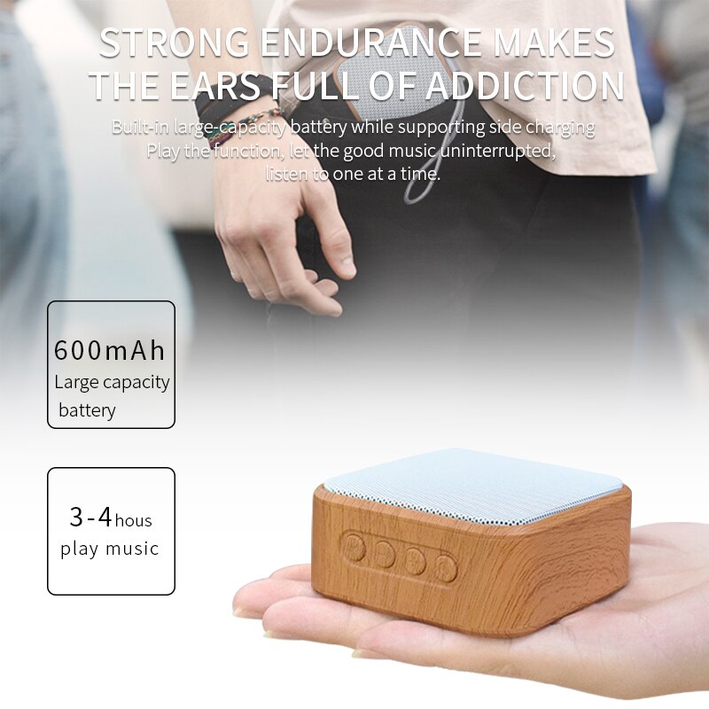 A70 Wood Wireless Speaker Portable Vintage Subwoofer Mini Bluetooth Loudspeaker with Mic Support TF Card FM