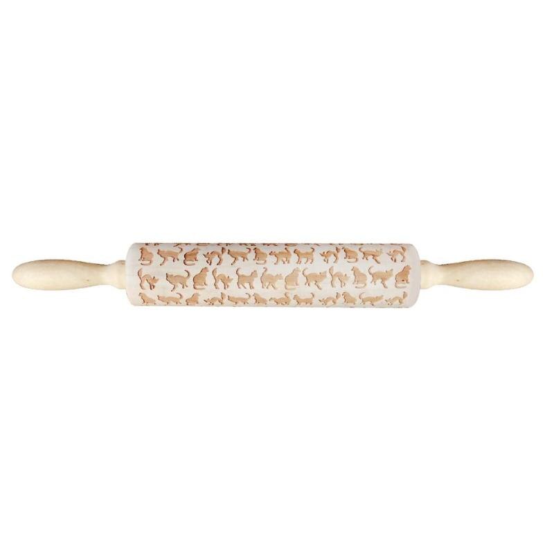 Cute Animal Wood Embossing Rolling Pin for DIY Baking Cookies Noodle Biscuit Fondant Cake Dough Engraved Roller: 01
