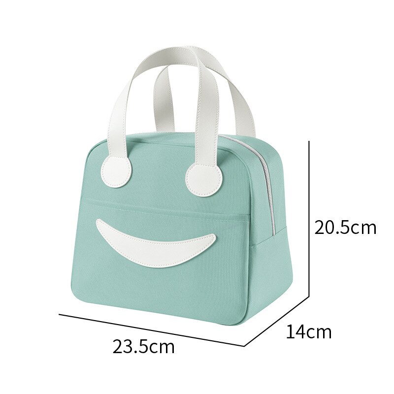 Smiley – sac à déjeuner fourre-tout de couleur unie, étanche, thermique, isolé, Portable, isotherme, Bento d&#39;extérieur pour aliments: 23x14x20 Green