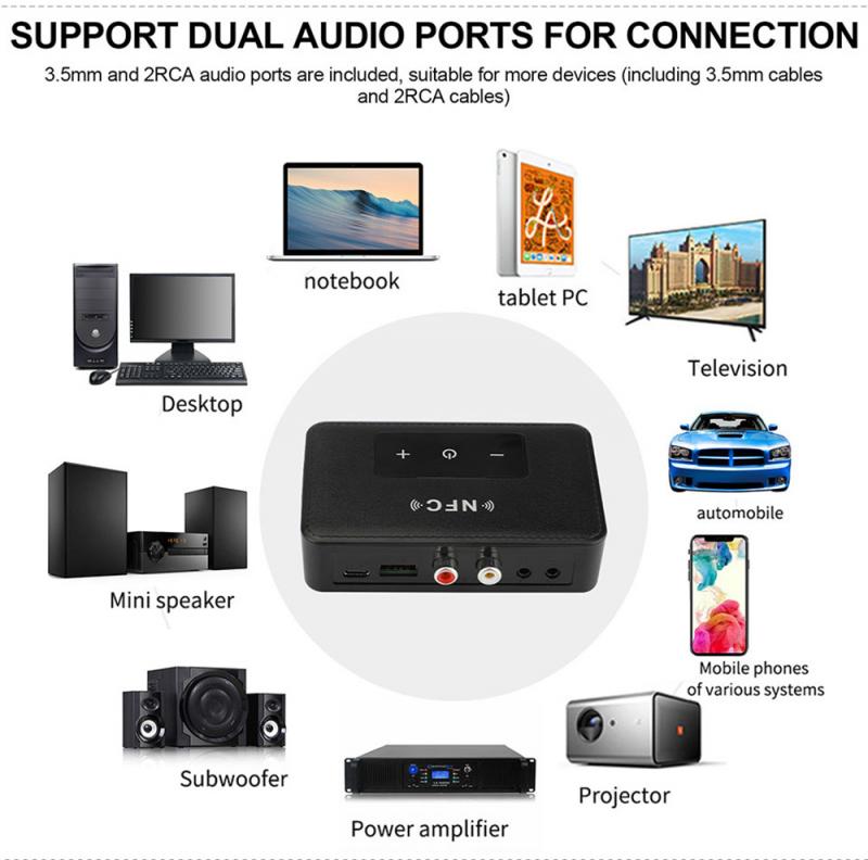 Блютуз Адаптер Draadloze 3.5Mm Aux Nfc Om 2 Rca Audio Adapter Bluetooth5.0 Zender Ontvanger