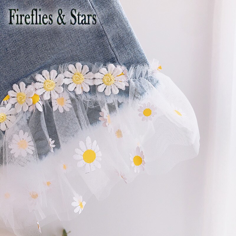 Pantalones cortos de verano para niñas, mini vaqueros para bebés, pantalones cortos de tela vaquera para niños, ropa de calle, bordado floral de malla, 1 a 8 años