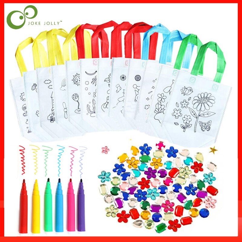 1Set Diy Tekening Educatief Speelgoed Kinderen Graffiti Tas Kleuterschool Hand Schilderen Aquarel Pen Diamant Materiaal Kids Zxh