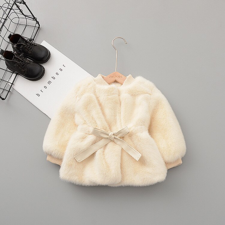 Baby vintertøj småbørn pige uld jakker børn piger sød solid uld frakke småbørn varm tyk overtøj babyfrakker: Beige / 24m