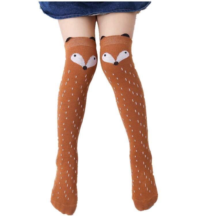 Baby ting tilbehør spædbørn børn baby piger drenge strømpe tegneserie dyr lang leggingsvarmer 3d ører strømpehus til 3-12t: Kafferæv