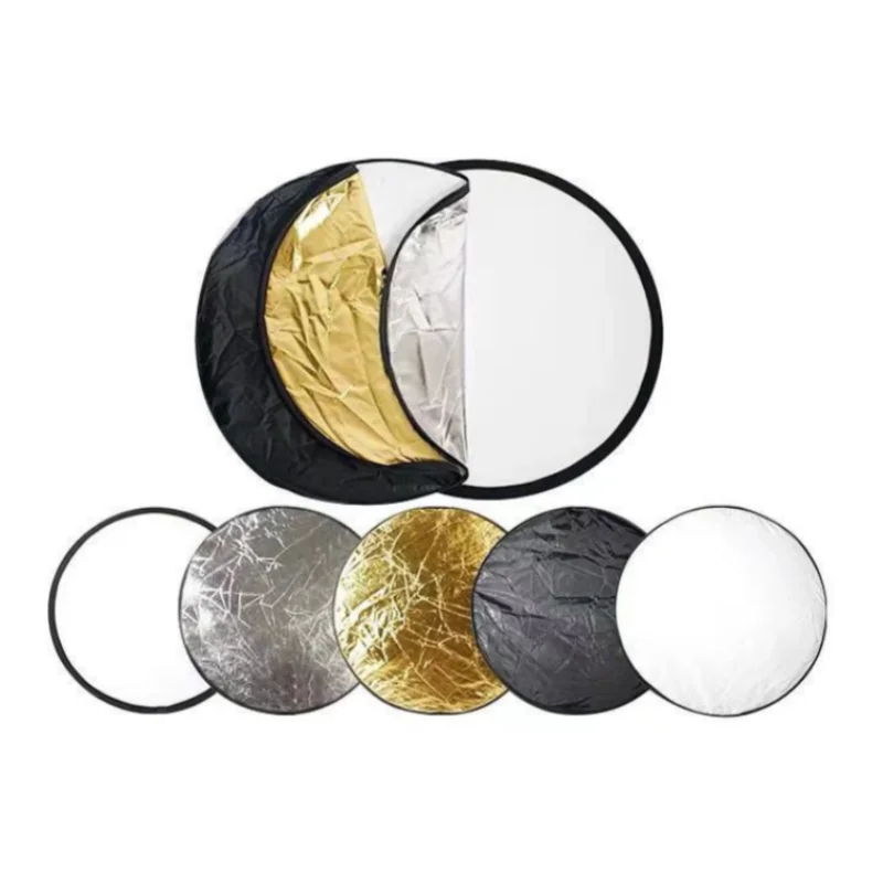 GAINVANE Draagbare 5-in-1 Fotografie Reflector Ronde Opvouwbare Fotostudio Lichtverspreider Meerkleurig Buiten 30/60/80/110CM