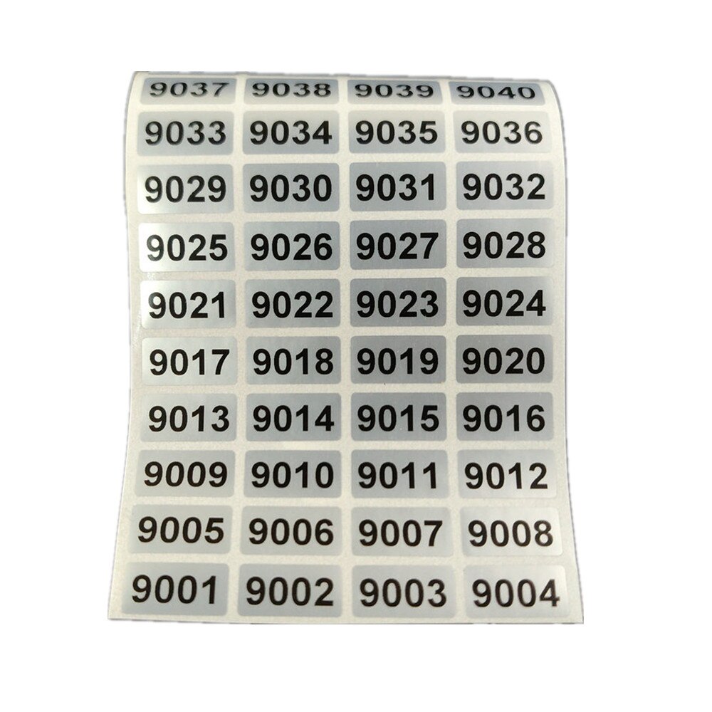 1000 etiketten Fortlaufende Nummer Inventar Lagerung Aufkleber Wasserdicht 20mm x 10mm 001 zu 10000 Für Wahl: 9001 zu 10000