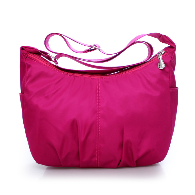 Vandtæt nylon skuldertaske fritid stor messenger taske cross body tasker afslappet dame håndtasker og punge: Hot pink