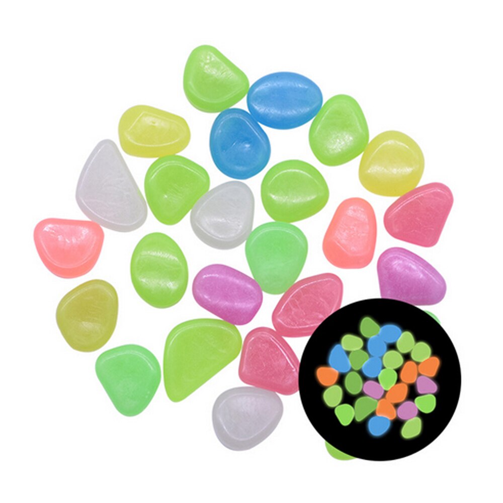 50 sztuk świecące w ciemności kamienie żywica sztuczne brukowiec kamyki świetlny głaz kamień na ścieżka ogrodowa ozdoba robić akwarium ryb: wielobarwność