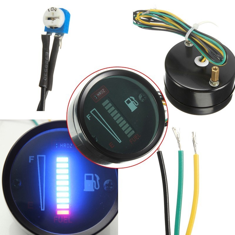 Automotive Fuel Meter LED Fuel Level Meter Fuel Level Sensor 12V Motorcycle Aluminum Alloy