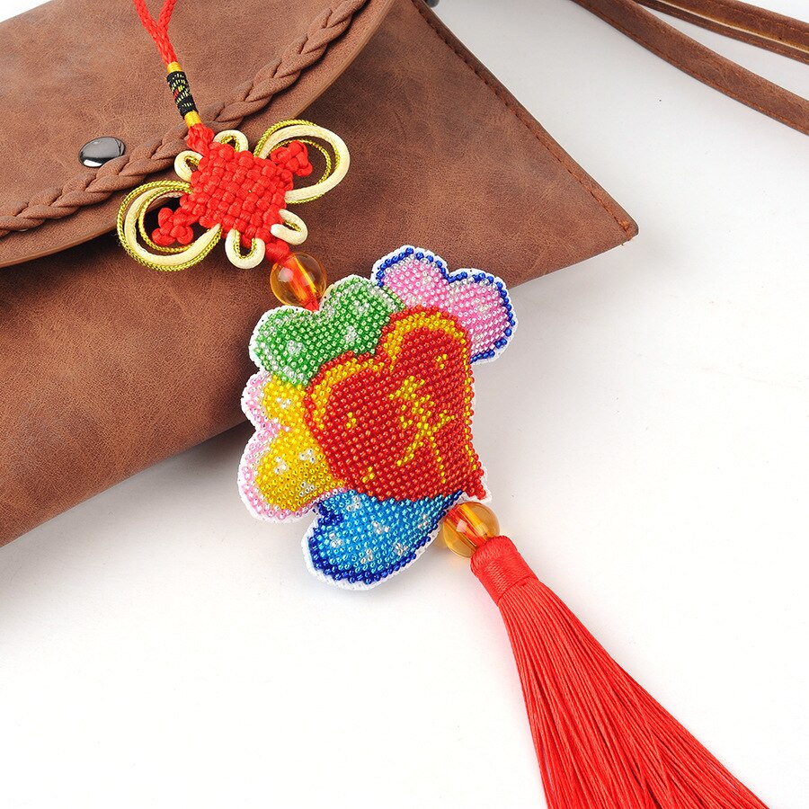 Car Key Chain Accessories Stamped Crafts DIY Printed Cross-Stitching-Kit Embroidery Stich-Bead Needlework 088