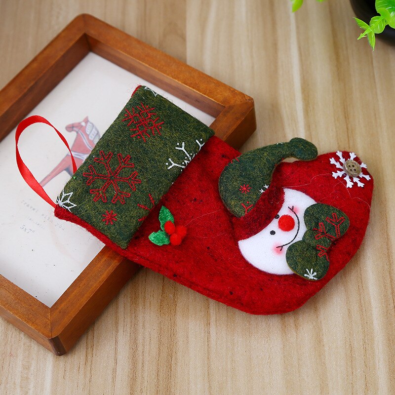 Retro Christmas Little Socks Bag Christmas Tree Ornaments Children Candy Bag Old Man Bag