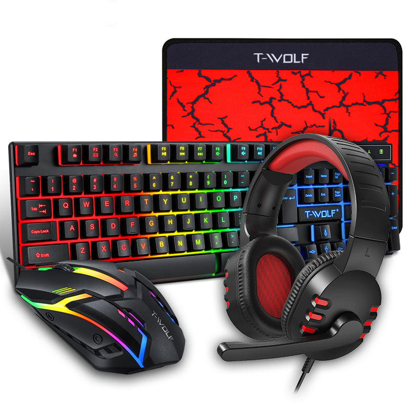 Neue Gaming Tastatur Und Maus Verdrahtete Hintergrundbeleuchtung Mechanische Gefühl Tastatur Kopfhörer Gamer Kit Stille Maus Set Für PC Laptop
