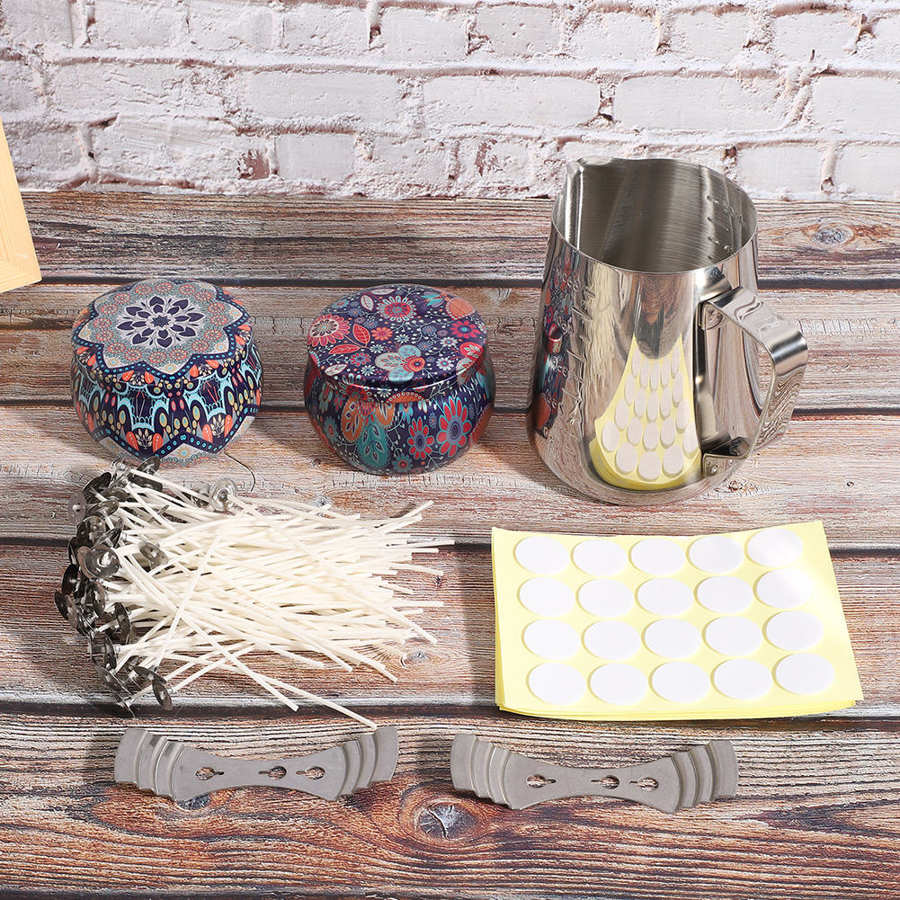 Candle Supplies Kit Wick Holder Stickers Wax Box Set Children DIY Accessory Crafts