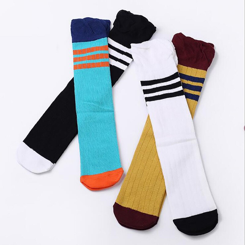 Kids Baby Girls Stockings Soft Cotton children's kittens striped Stockings girl students thigh Knee socking half Heap socks