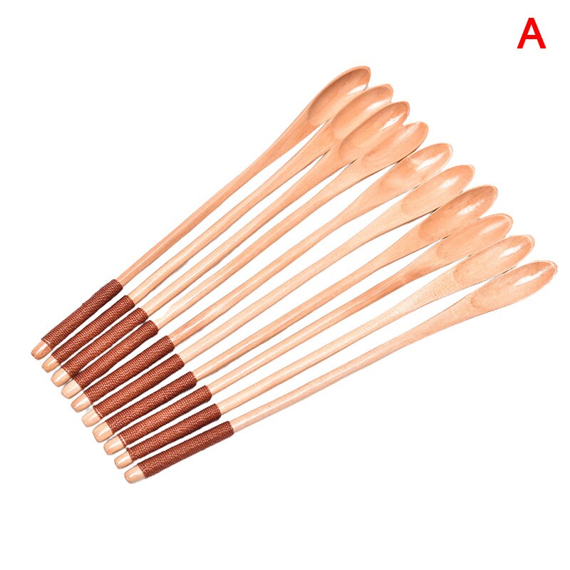 Lang skaft tre skje for honning ris suppe dessert kaffe te blande kjøkkenredskaper teskje catering bambus tre skje: En