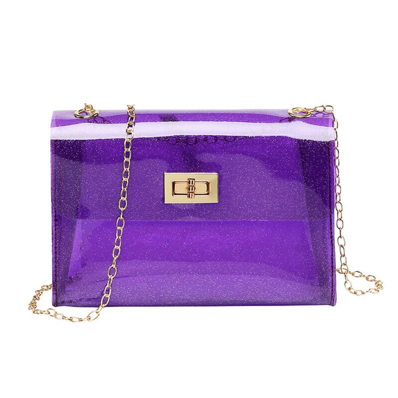 Vrouwen snoepkleurige transparante pvc doorzichtige crossbody jelly bag handtas schoudertas portemonnee zwart wit tas
