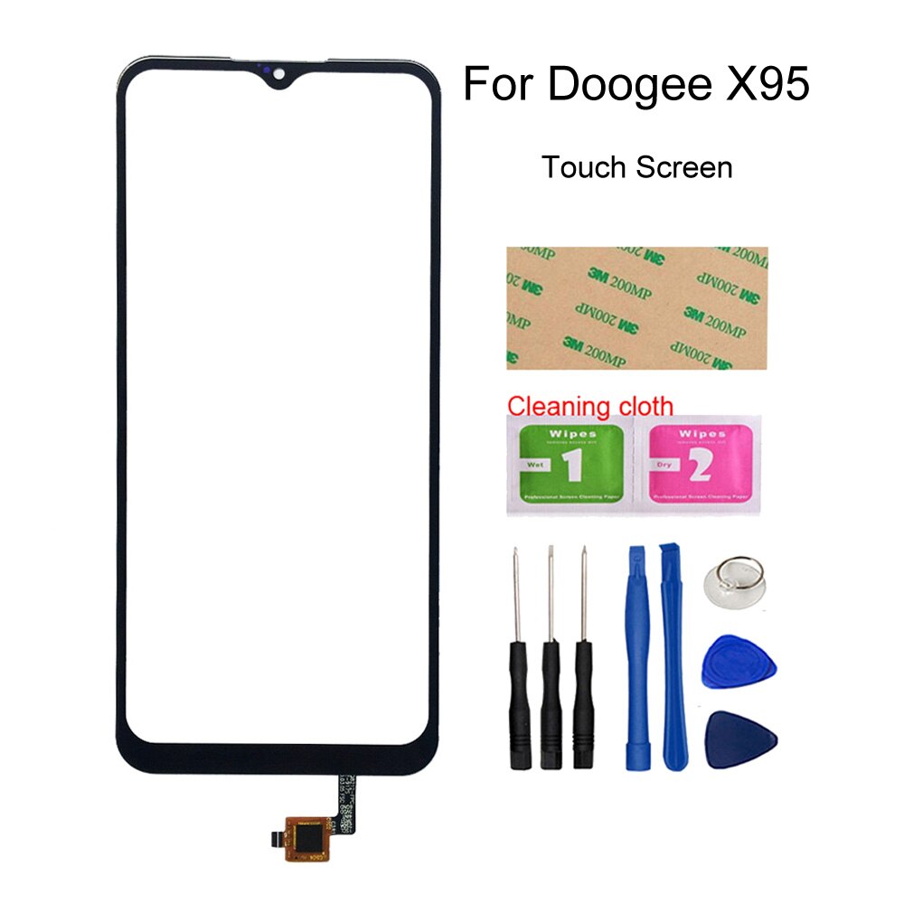 Glass Touch 6.52'' Panel For Doogee X95 Touch Screen Digitizer Sensor Front Outer Glass Lens 3M Glue Wipes: Black Tools