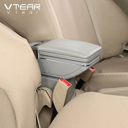 Vtear For chevrolet lacetti car armrest leather arm rest ABS storage box accessories center centre console car-styling auto: Gray