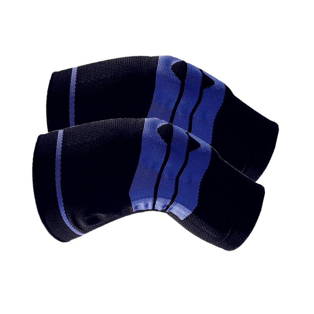 2Stck Fitness Laufen Radfahren Knie Unterstützung Hosenträger Elastischen Nylon Sport Knie Pad Hülse (Verstärkt Typ, größe M, Bla