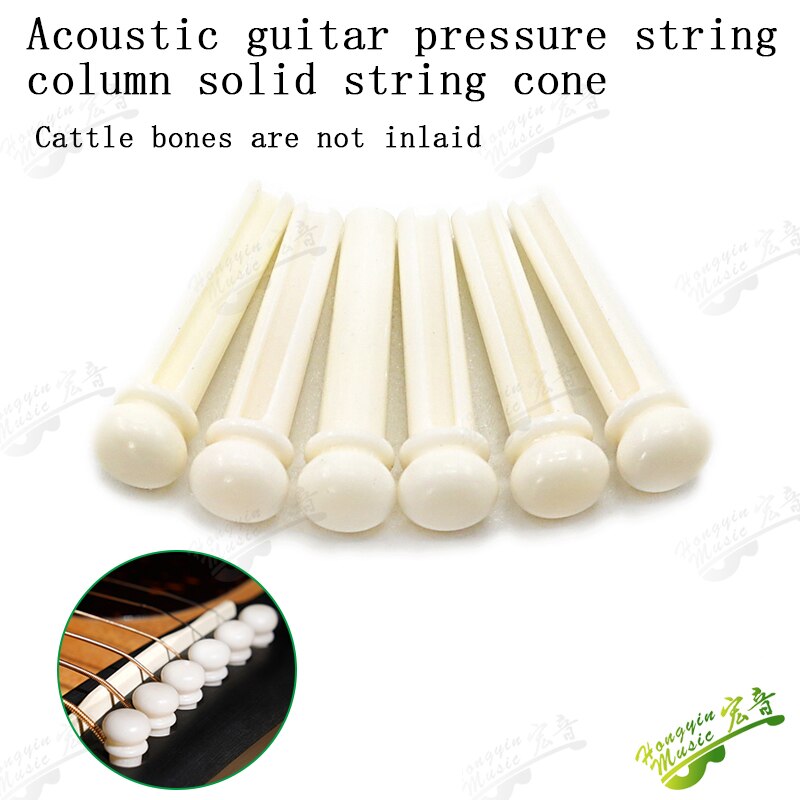 Pasadores de puente de guitarra de hueso de buey, pasador de puente para guitarra acústica con concha de perla, accesorios de guitarra circular de latón, 6 uds.