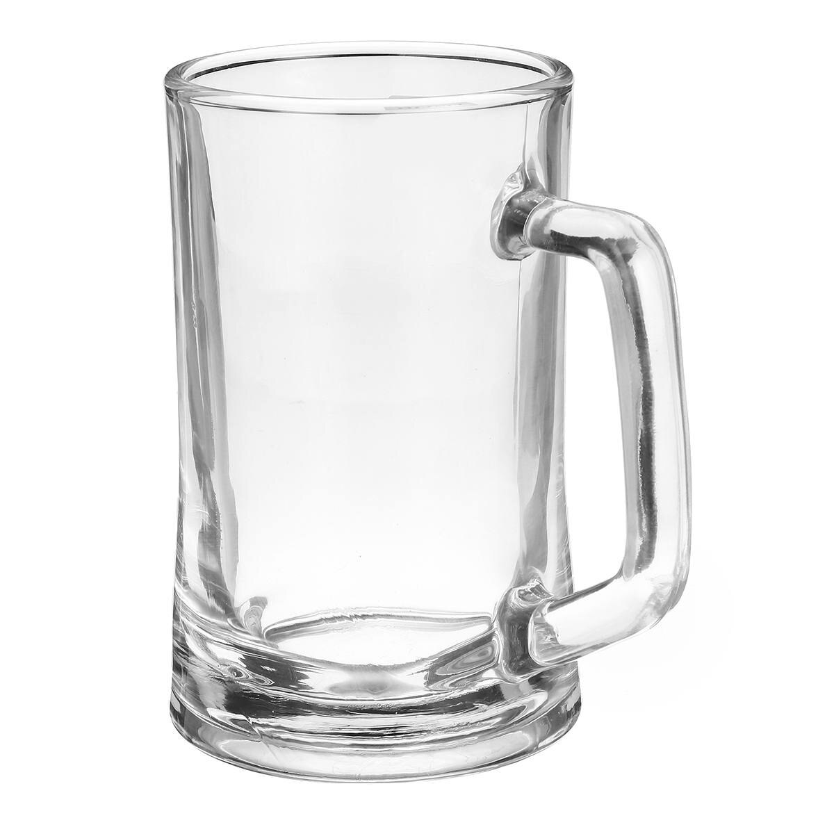 2pcs Household Glass Beer Mug With Handle Thickened Transparent Crystal Tea Cup Drink Cup Bar Party Supplies Cocktail Glass Mug: 2PCS C2