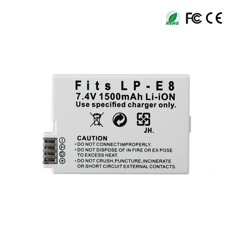 LP-E8 LP E8 Battery 1500mah For Canon EOS Rebel T3i T2i T4i T5i 600D 550D 650D 700D Kiss X5 X4 X6 X7 Batterie lp e8 Charger 8.4V: 1pcs Battery