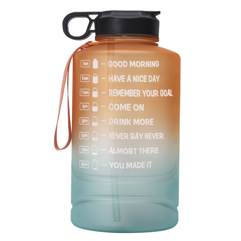 Large Half Gallon Motivational Water Bottle Leakproof BPA Free Tritan Sports Water Jug with Time Marker Ensure You Drink Enough: A