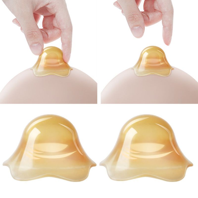 2Pcs/Pair Nano Silver Silicone Nipple Corrector Petal-Shaped Extractor Antibacterial Invagination Flat Suction Device