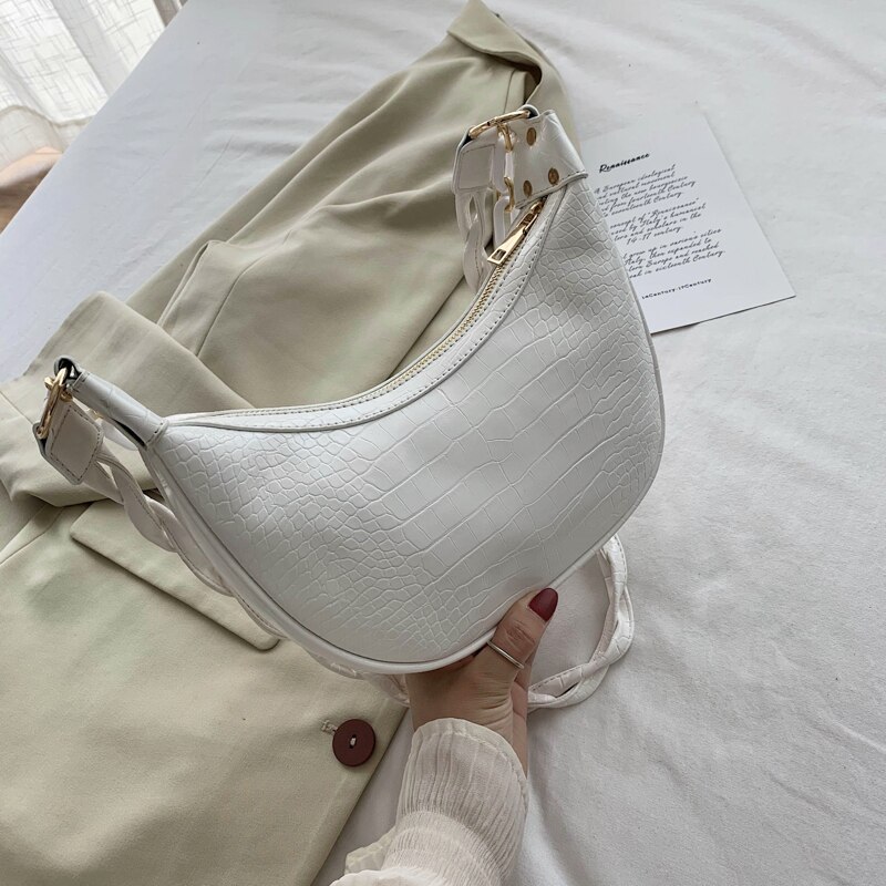 Mode Steen Patroon Pu Lederen Crossbody Tassen Voor Womenshoulder Messenger Bag Lady Effen Kleur Keten Handtassen En Portemonnees