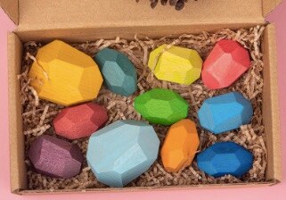 Arcobaleno di legno blocchi di costruzione per bambini block di legno pietra colorata giocattolo educativo di sovrapposizione gioco Jenga regalo equilibrio di pietra: 11pcs